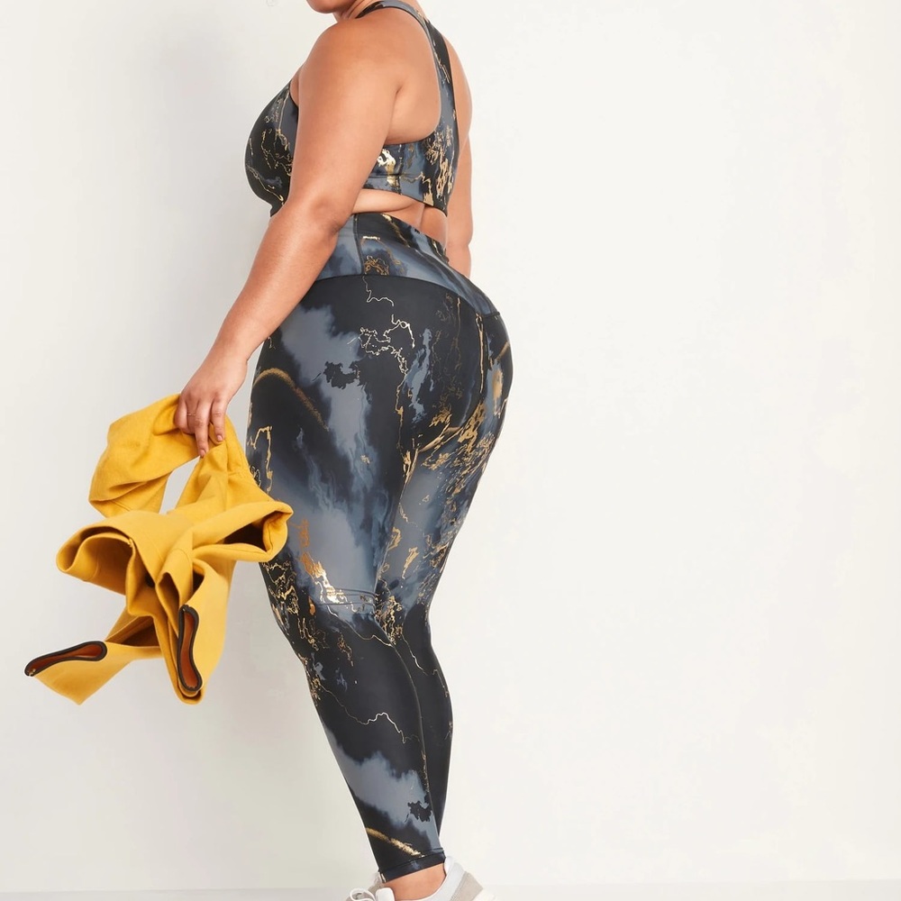 Old Navy Black and Gold Leggings and sports bra